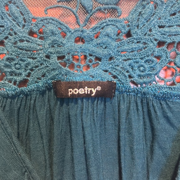 Ladies teal blue short sleevee blouse - Picture 2 of 3